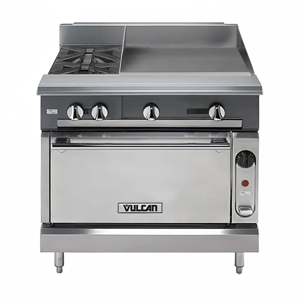 Vulcan V2BG4TC 36" 2 Burner Gas Range w/ Griddle & Convection Oven, Natural Gas