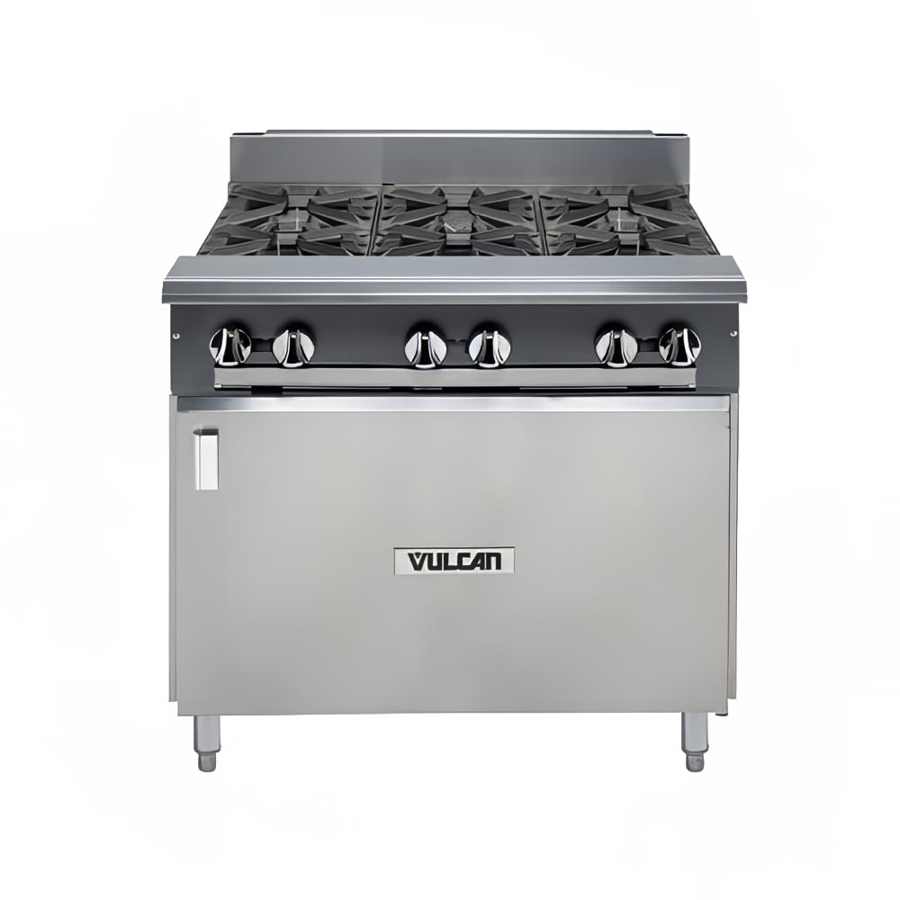 Vulcan V6B36B 36" 6 Burner Gas Range w/ Storage Base, Liquid Propane