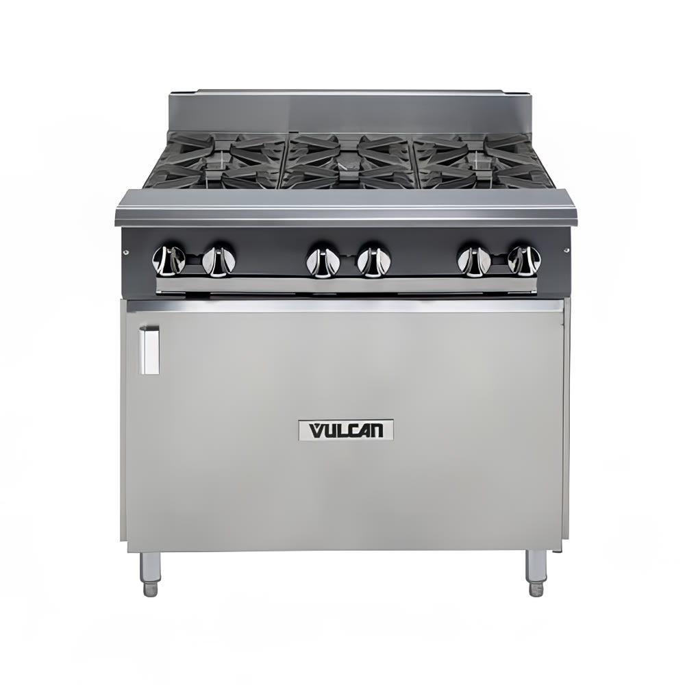 Vulcan V6B36B 36" 6 Burner Gas Range w/ Storage Base, Natural Gas