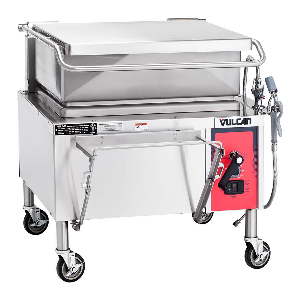 Vulcan VE30 30 gal. Tilt Skillet - Open Base, Includes Faucet, Strainer, 208v/3ph