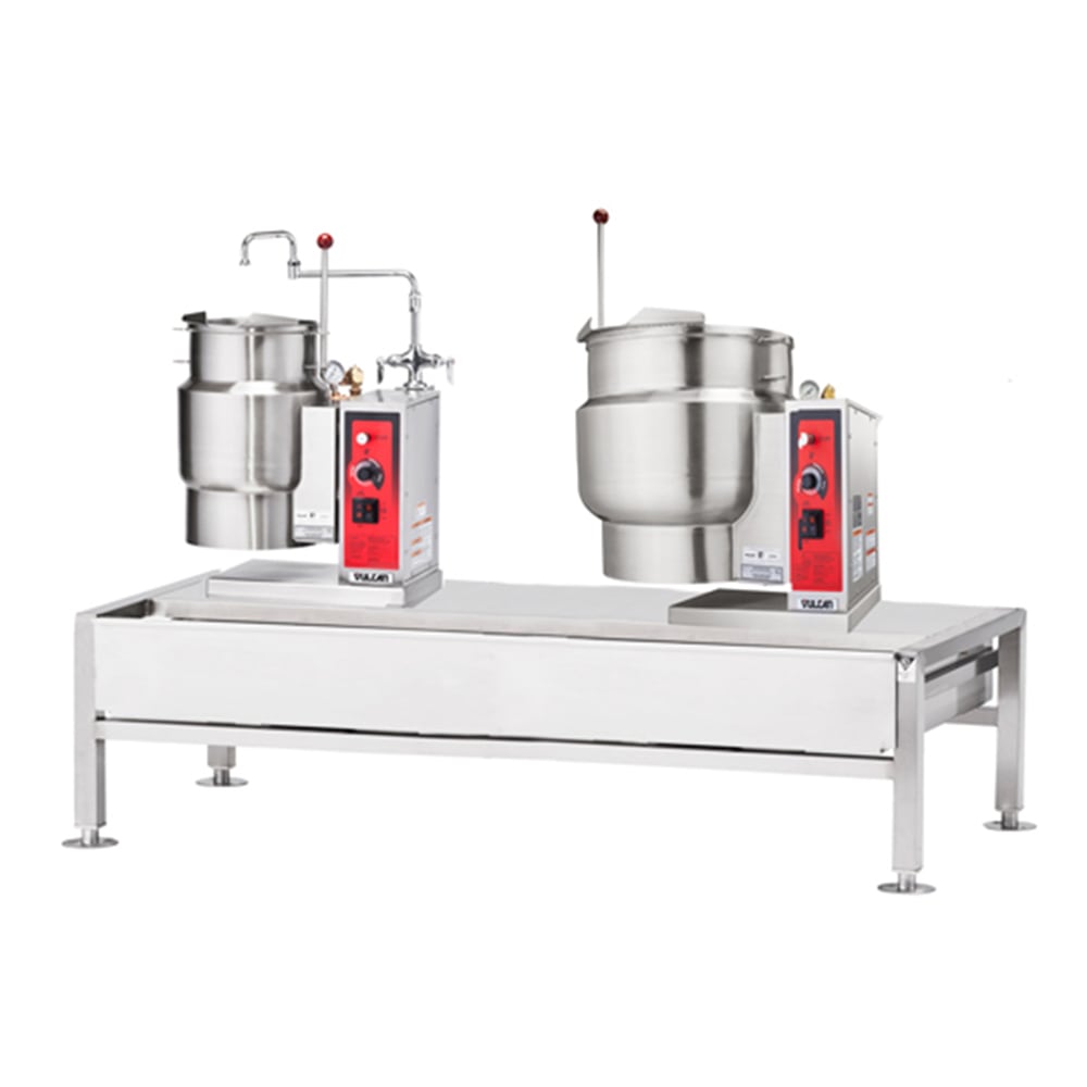 Vulcan VEKT64/612 (1) 6 gal & (1) 12 gal Steam Kettles & Stand Assembly - Manual Tilt, 2/3 Jacket, 230v/3ph