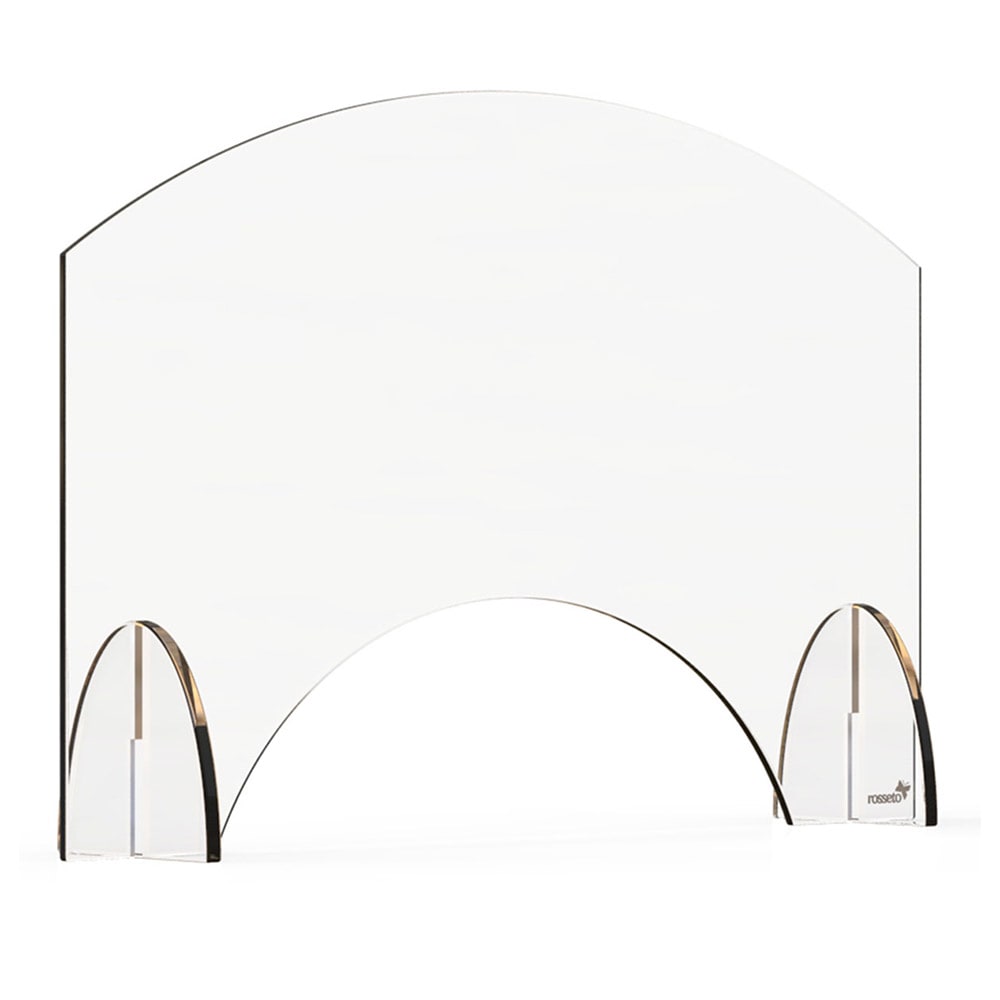 Rosseto Freestanding Safety Shield w/ Pass Thru Window - 24"L x 15 1/2"H, Acrylic, Clear (AG002)