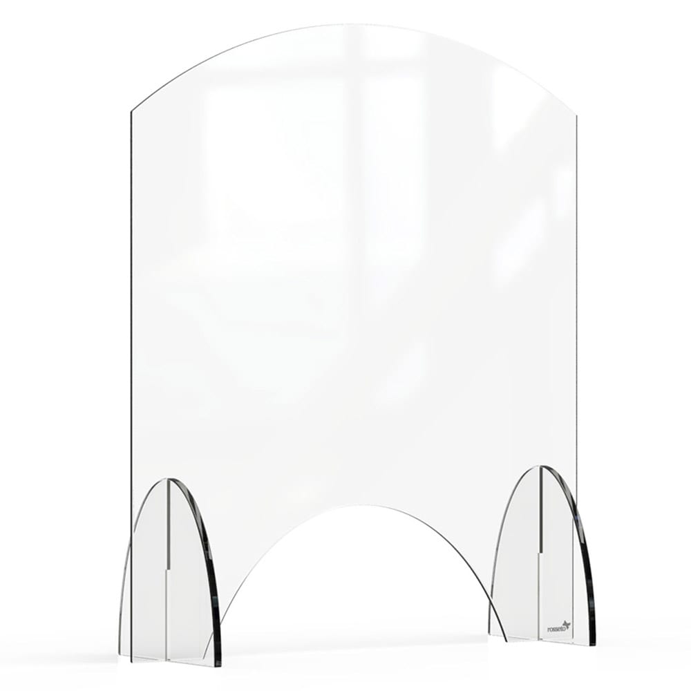 Rosseto Freestanding Safety Shield w/ Pass Thru Window - 24"L x 28"H, Acrylic, Clear (AG008)