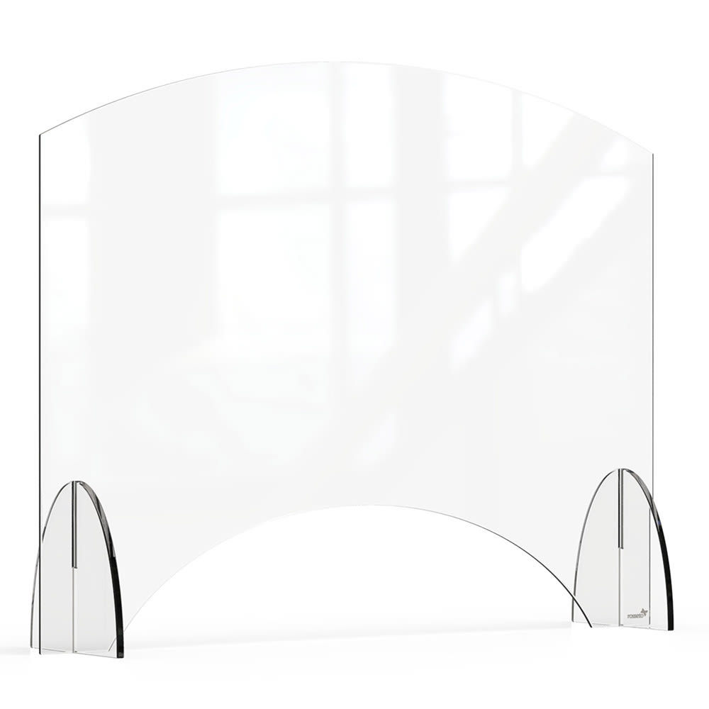 Rosseto Freestanding Safety Shield w/ Pass Thru Window - 36"L x 28"H, Acrylic, Clear (AG010)