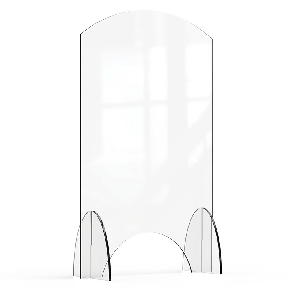 Rosseto Freestanding Safety Shield w/ Pass Thru Window - 24"L x 40"H, Acrylic, Clear (AG015)