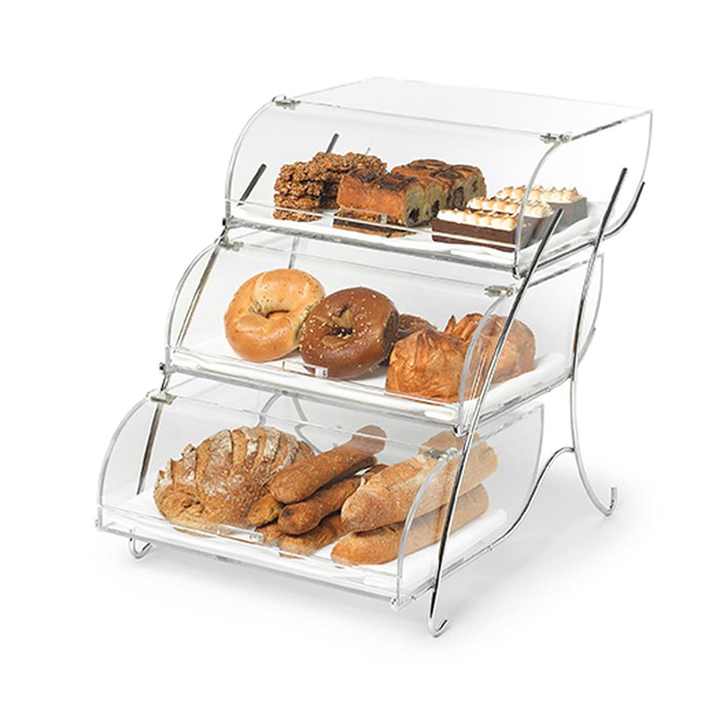 Rosseto 3 Tier Countertop Bakery Display Case - Wire Stand, 19x15x22" Acrylic, Clear (BAK2944)