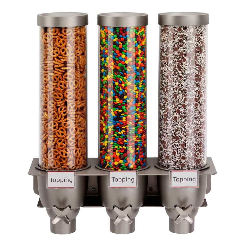 Rosseto Wall-Mount Dry Food Dispenser, (3) 1 3/10 gal Hoppers (EZ525)