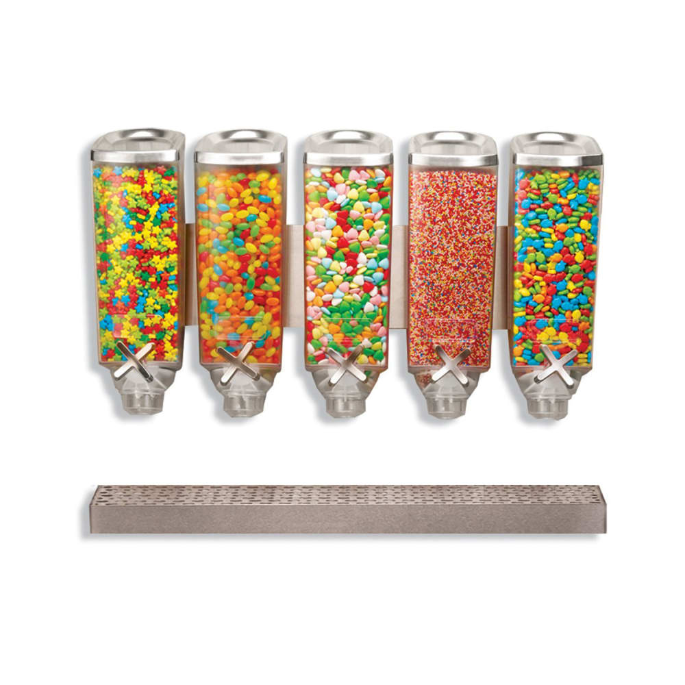 Rosseto Wall-Mount Dry Food Dispenser, (5) 1 gal Hoppers (EZP2890)