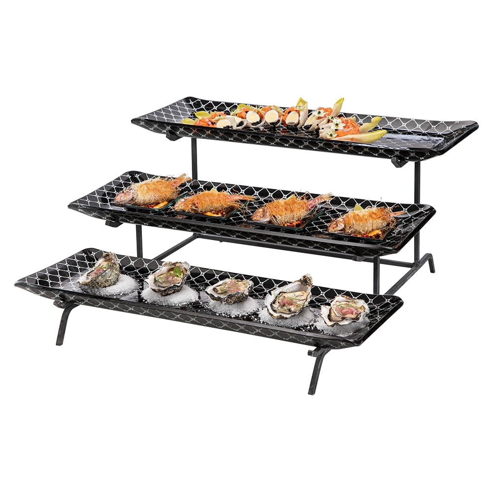 Rosseto 3 Level Display Stand w/ (3) Rectangular Glass Trays, Zenit Black (GST01B)