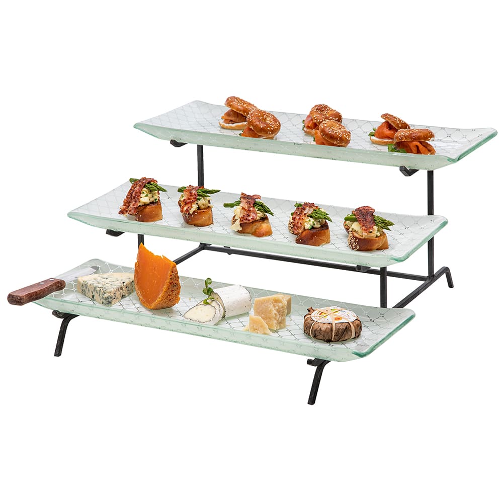 Rosseto 3 Level Display Stand w/ (3) Rectangular Glass Trays, Zenit White (GST01W)