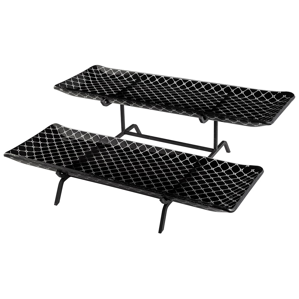 Rosseto 2 Level Display Stand w/ (2) Rectangular Glass Trays, Zenit Black (GST02B)