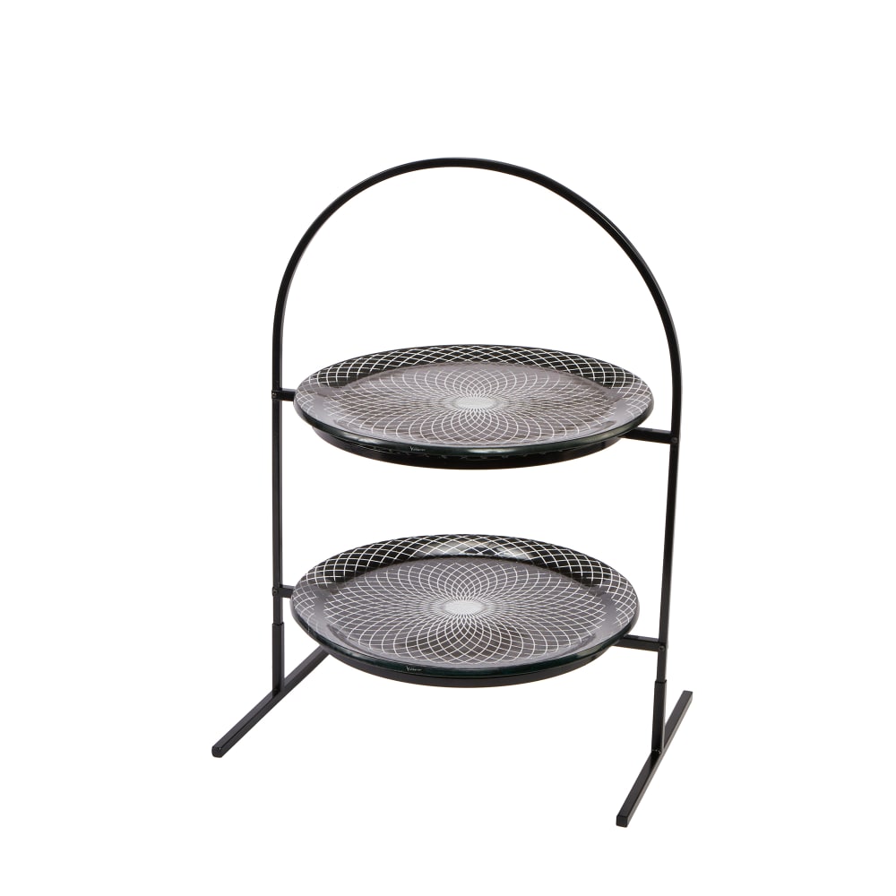 Rosseto 2 Level Display Stand w/ (2) Round Glass Bowls, Spiro Black (GST08BFP)
