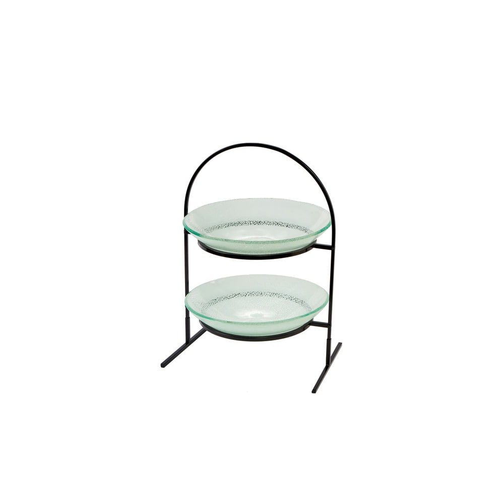 Rosseto 2 Level Display Stand w/ (2) Round Glass Bowls, Foglia White (GST08FWFP)