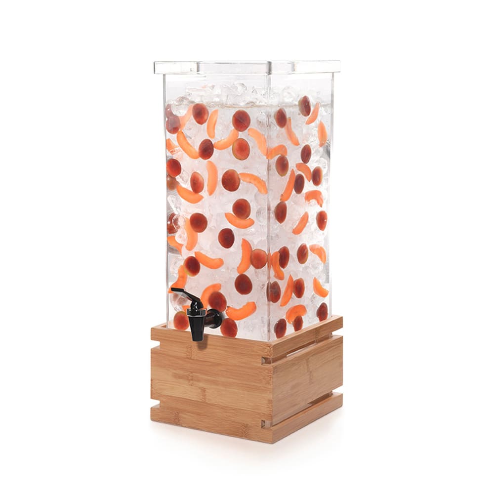 Rosseto 4 gal Beverage Dispenser w/ Ice Basket - Plastic Container, Bamboo Base (LD131)
