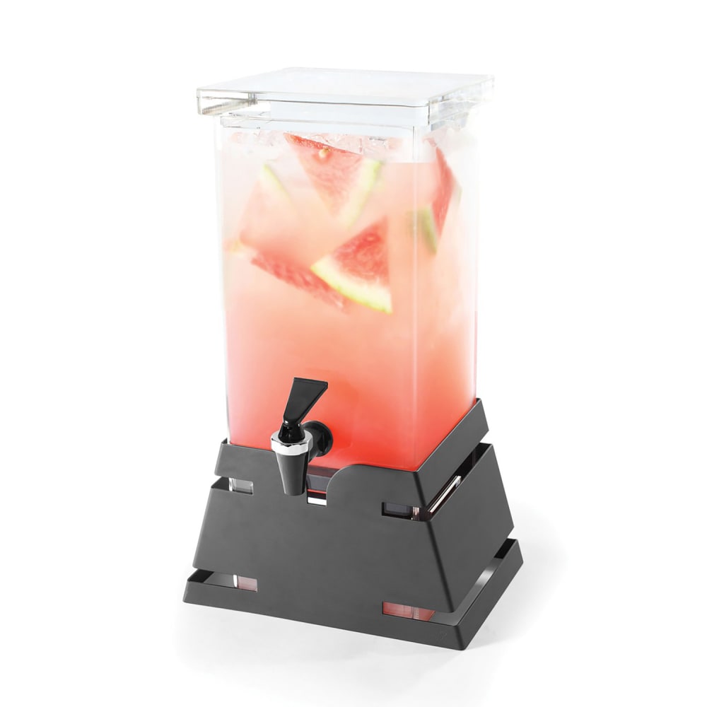 Rosseto 1 gal Beverage Dispenser w/ Ice Basket - Plastic Container, Black Base (LD142)