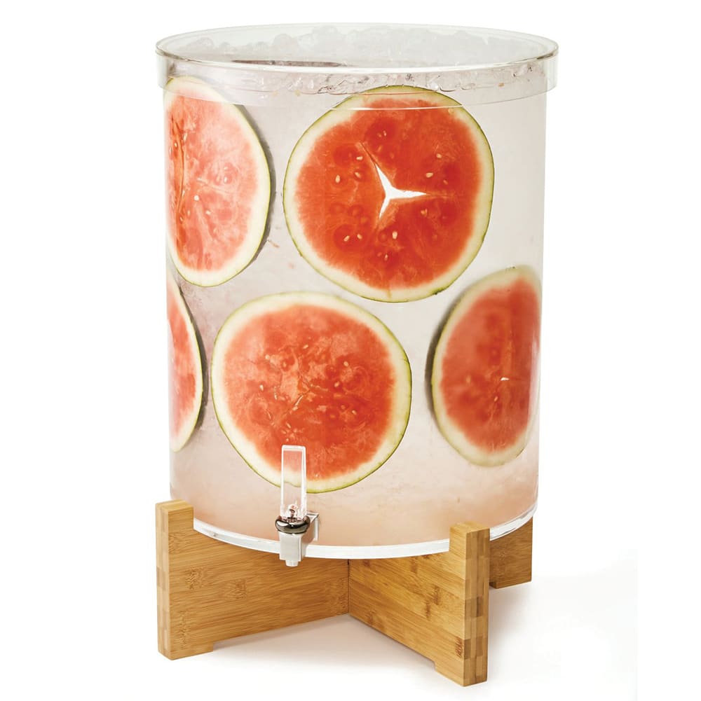Rosseto 14 gal Beverage Dispenser - Plastic Container, Bamboo Base (LD178)
