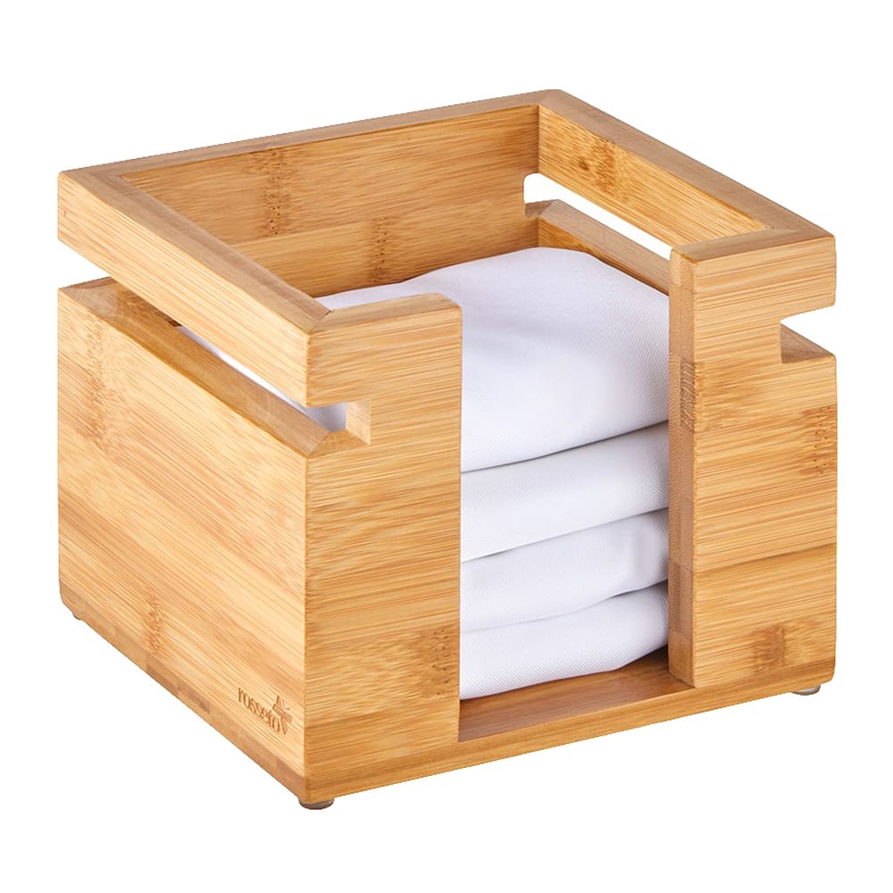Rosseto 6 5/16" Square Napkin Holder - Bamboo, Natural Finish (SB107)