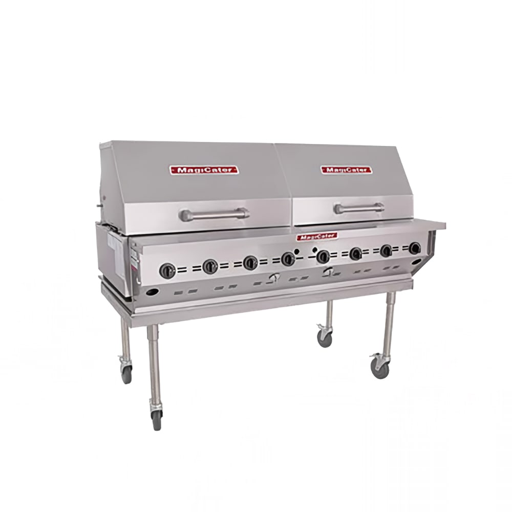 Magikitch'n LPAGA-60S-LP 62" Mobile Commercial Outdoor Grill w/ (8) Burners - Roll Top Hood, Liquid Propane