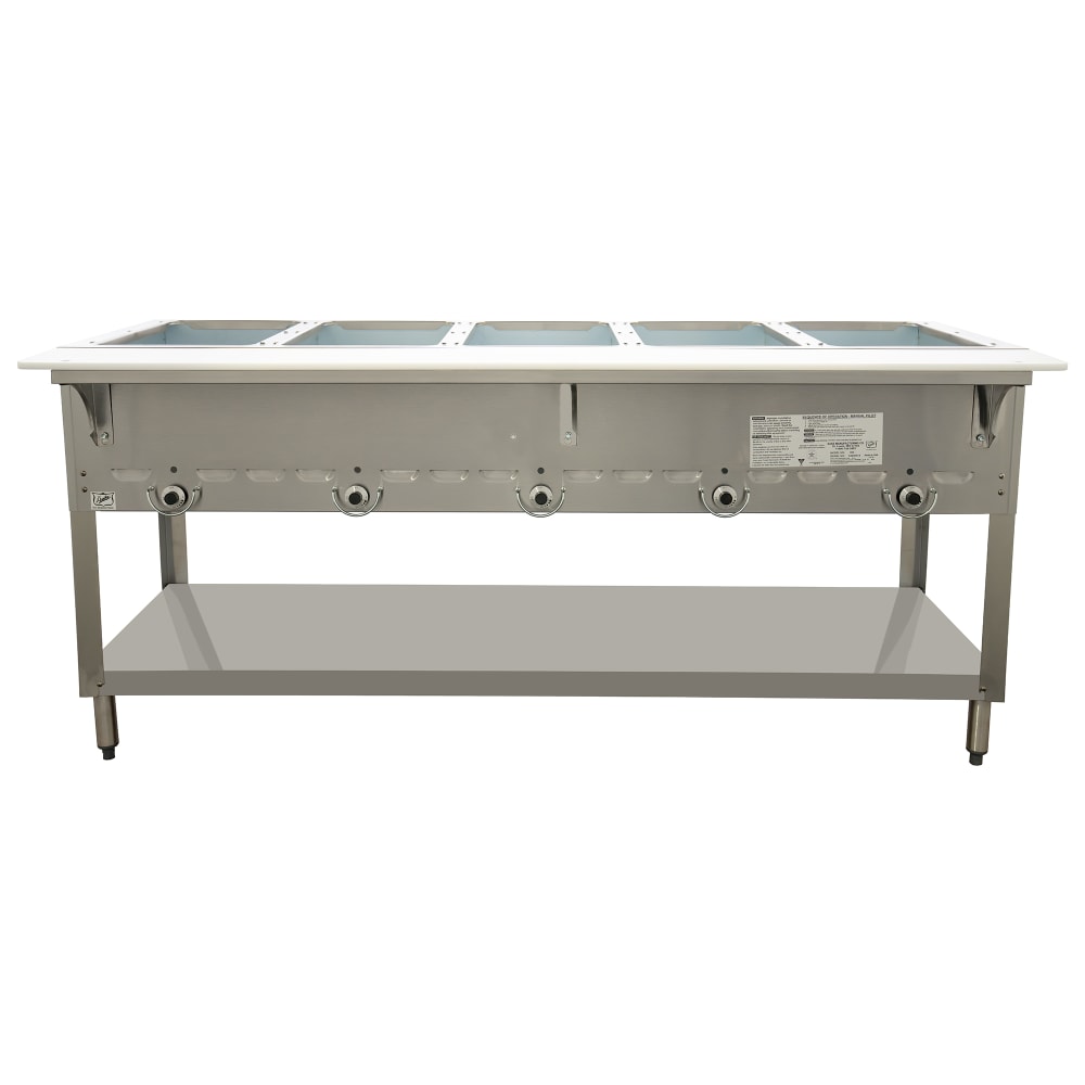Duke 305 73" Hot Food Table w/ (5) Wells & Undershelf, Natural Gas