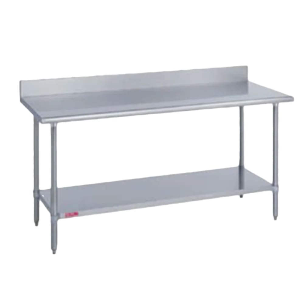 Duke 314-3048-5R 48" 14 ga Work Table w/ Undershelf & 300 Series Stainless Top, 4 3/5" Backsplash