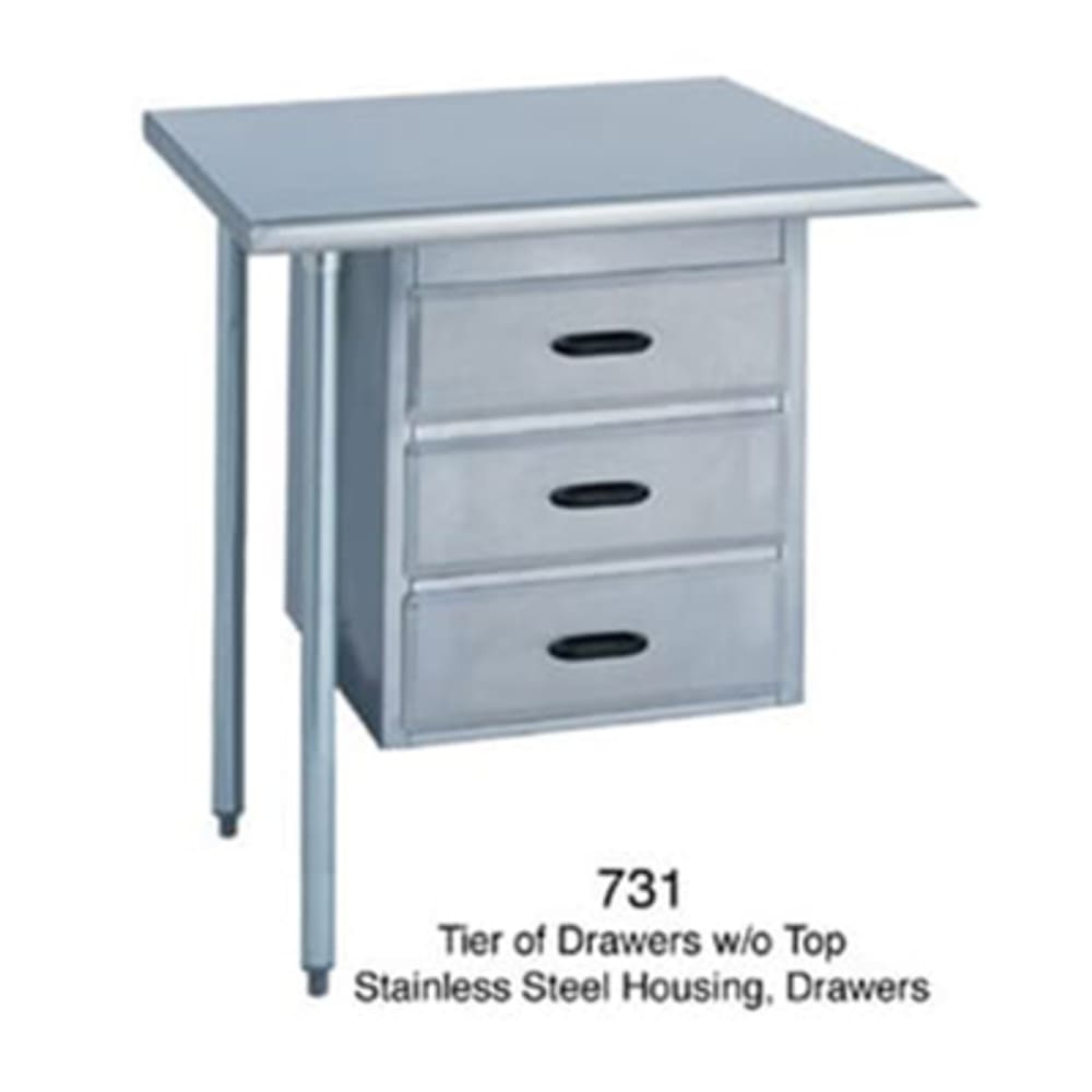 Duke 731 Tier Of 3 Drawers, All Stainless, Factory Installed On Work Tables