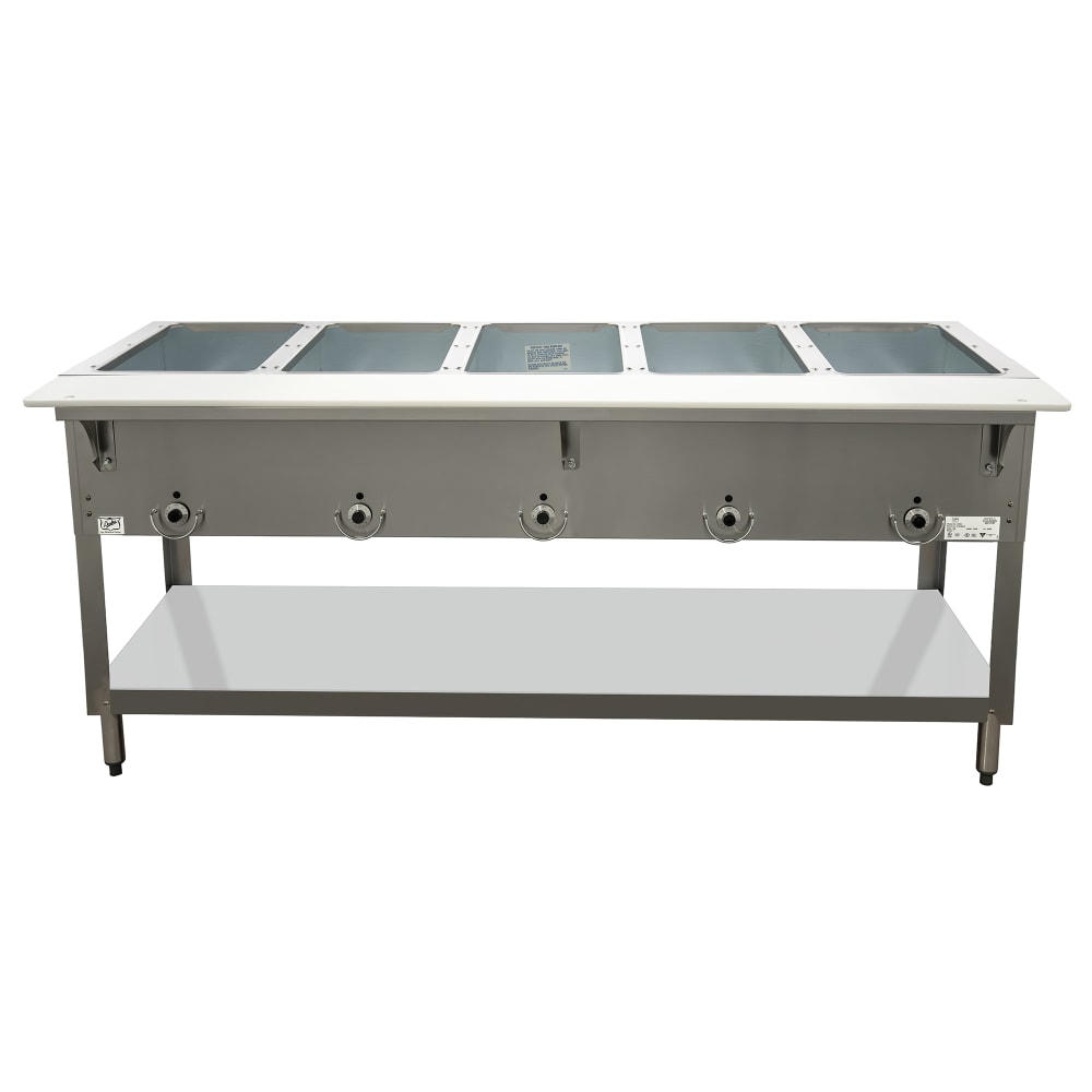 Duke E305 72 3/8" Hot Food Table w/ (5) Wells & Cutting Board, 120v