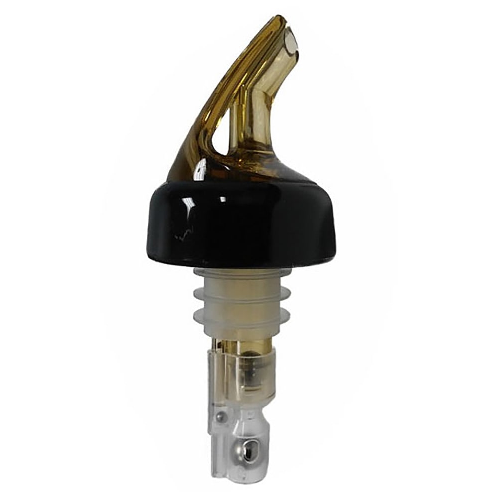 Bar Maid BMP-500RAC 5 oz Measured Liquor Pourer, Amber w/ Black Collar