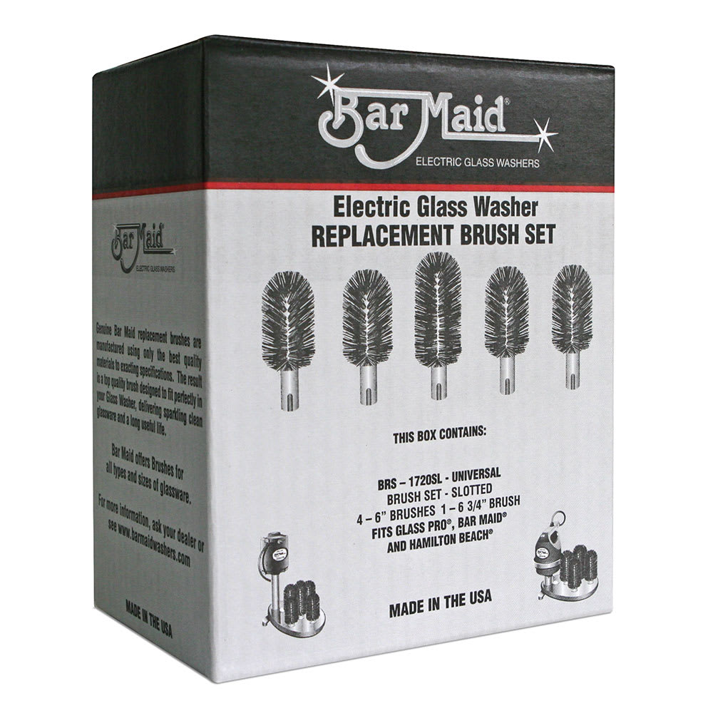 Bar Maid BRS-1720SL Glass Washer Universal Replacement Slotted Brush Set, 5 Pc.