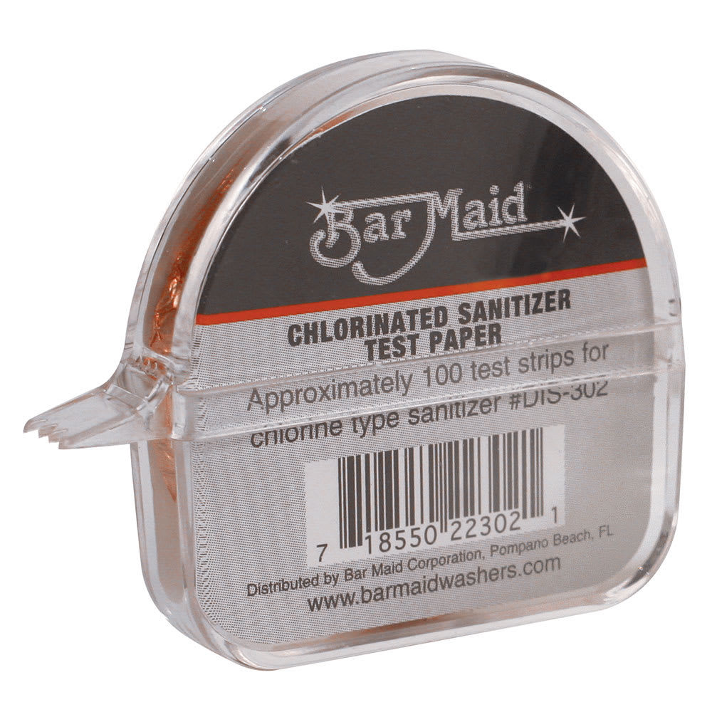 Bar Maid DIS-302 Sanitizer Test Strips Dispenser, Chlorinated Strips, 100 Strips per Dispenser