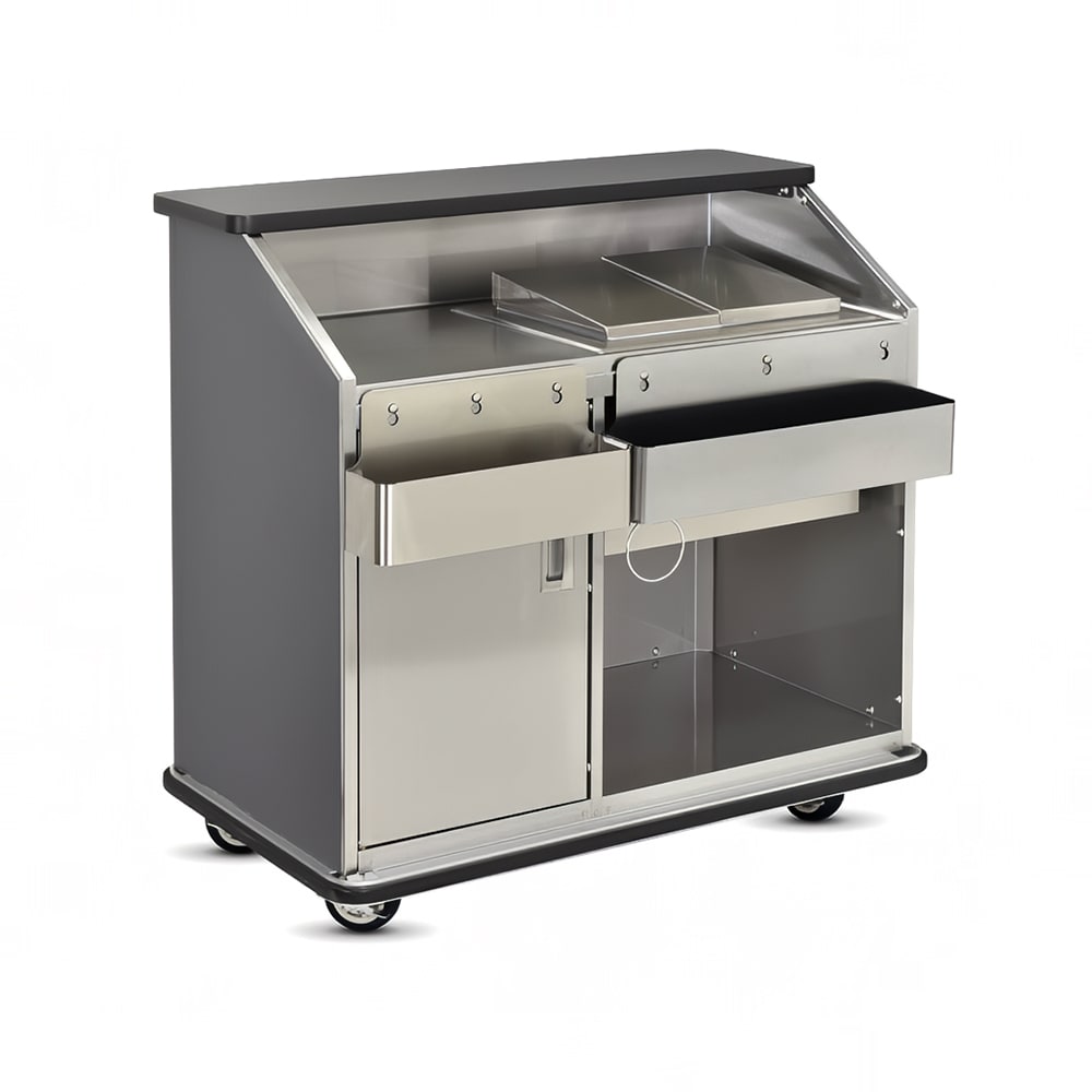 FWE CB-4 L6 48"L Conventional Portable Bar, Stainless Interior, Pinnacle Walnut