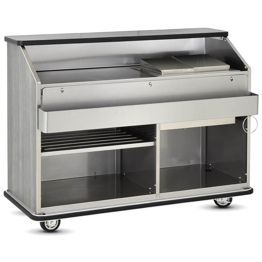 FWE CB-5 L6 60"L Conventional Portable Bar, Stainless Interior, Pinnacle Walnut