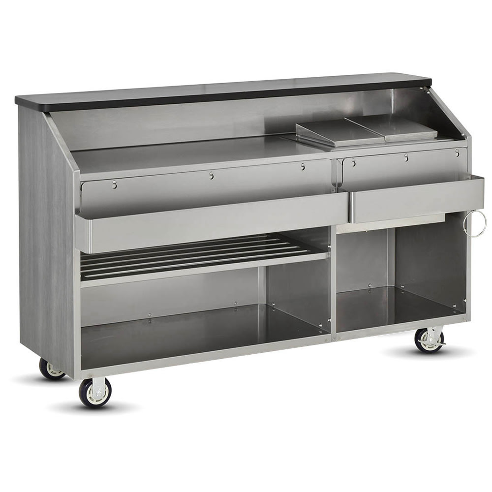 FWE CB-6 L6 72"L Conventional Portable Bar, Stainless Interior, Pinnacle Walnut