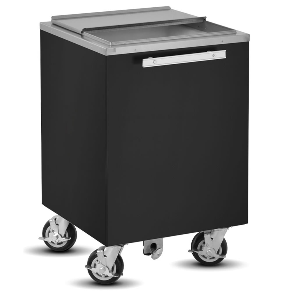 FWE IC-200 200 lb Insulated Mobile Ice Caddy - Stainless Steel/Plastic, Pinnacle Walnut