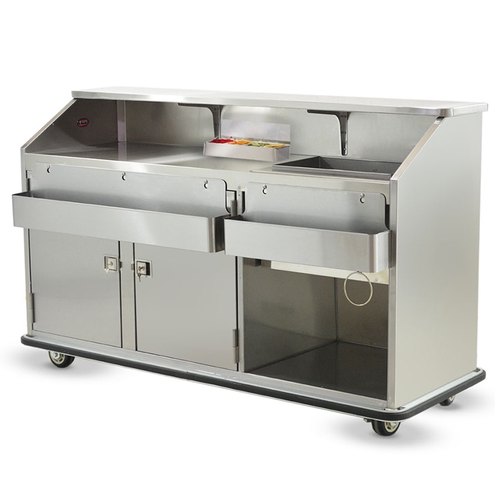 FWE SCB-6 Mobile Bar w/ Shut-Off Drain, Convectional Beverage Service , 72" L, Stainless