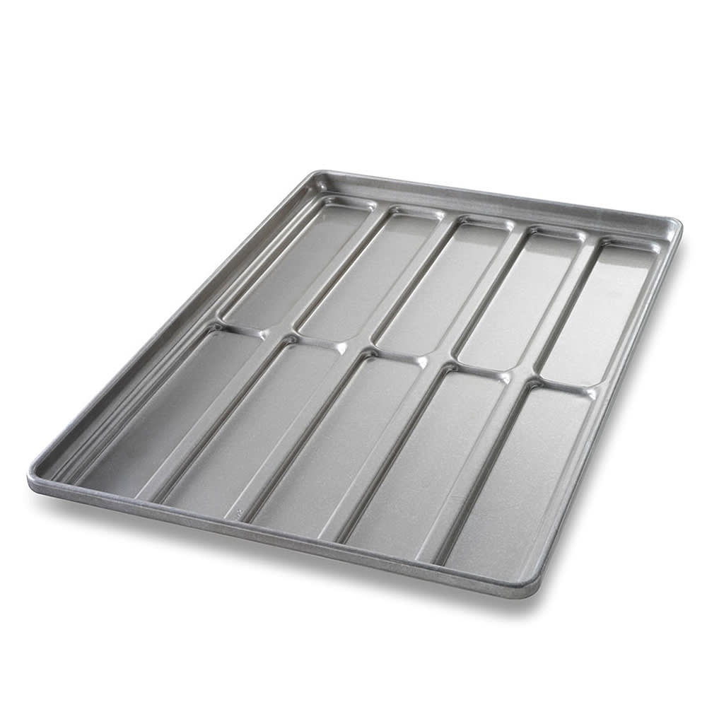 Chicago Metallic Hoagie Roll Pan, Makes (10) 12" x 2 3/4" Rolls, AMERICOAT Glazed 22 ga Aluminized Steel (41052)