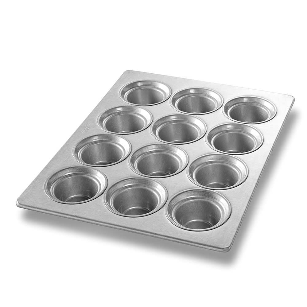 Chicago Metallic Large Crown Muffin Pan, Makes (12) 3 3/5" Muffins, AMERICOAT Glazed 22 ga Aluminized Steel (43025)