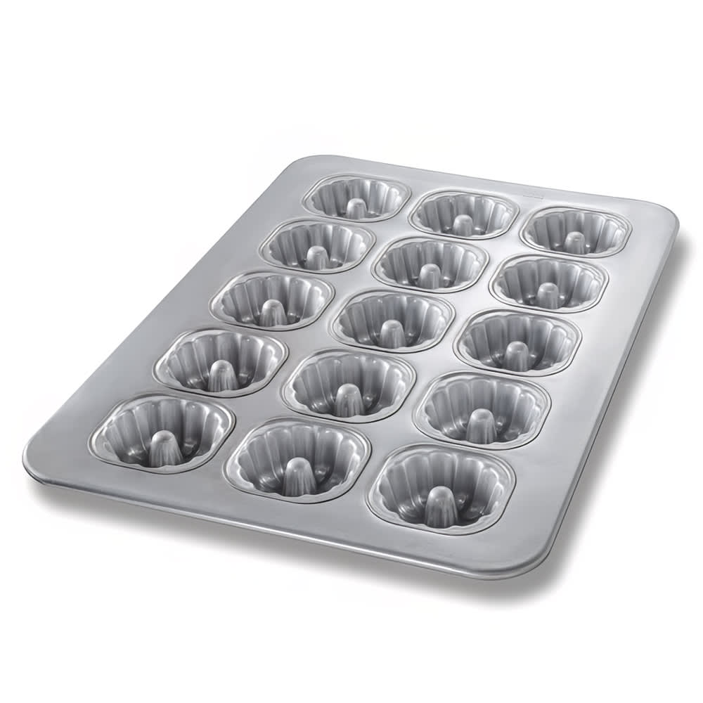 Chicago Metallic Mini Fluted Tube Cake Pan, Makes (15) 3 9/10" Cakes, AMERICOAT Glazed 22 ga Aluminized Steel (43055)