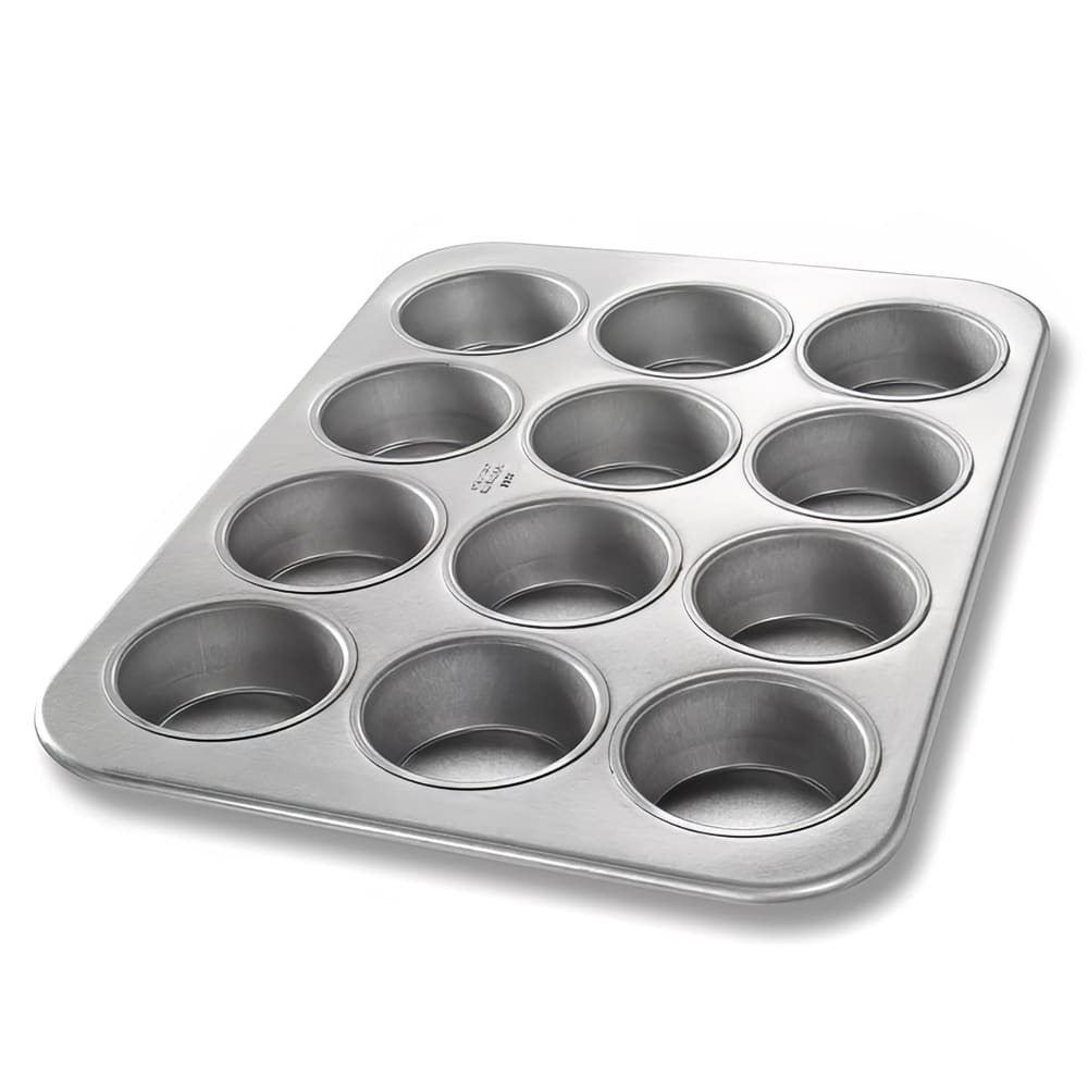 Chicago Metallic Jumbo Muffin Pan, Makes (12) 3 3/16" Muffins, AMERICOAT Glazed 26 ga Aluminized Steel (43375)