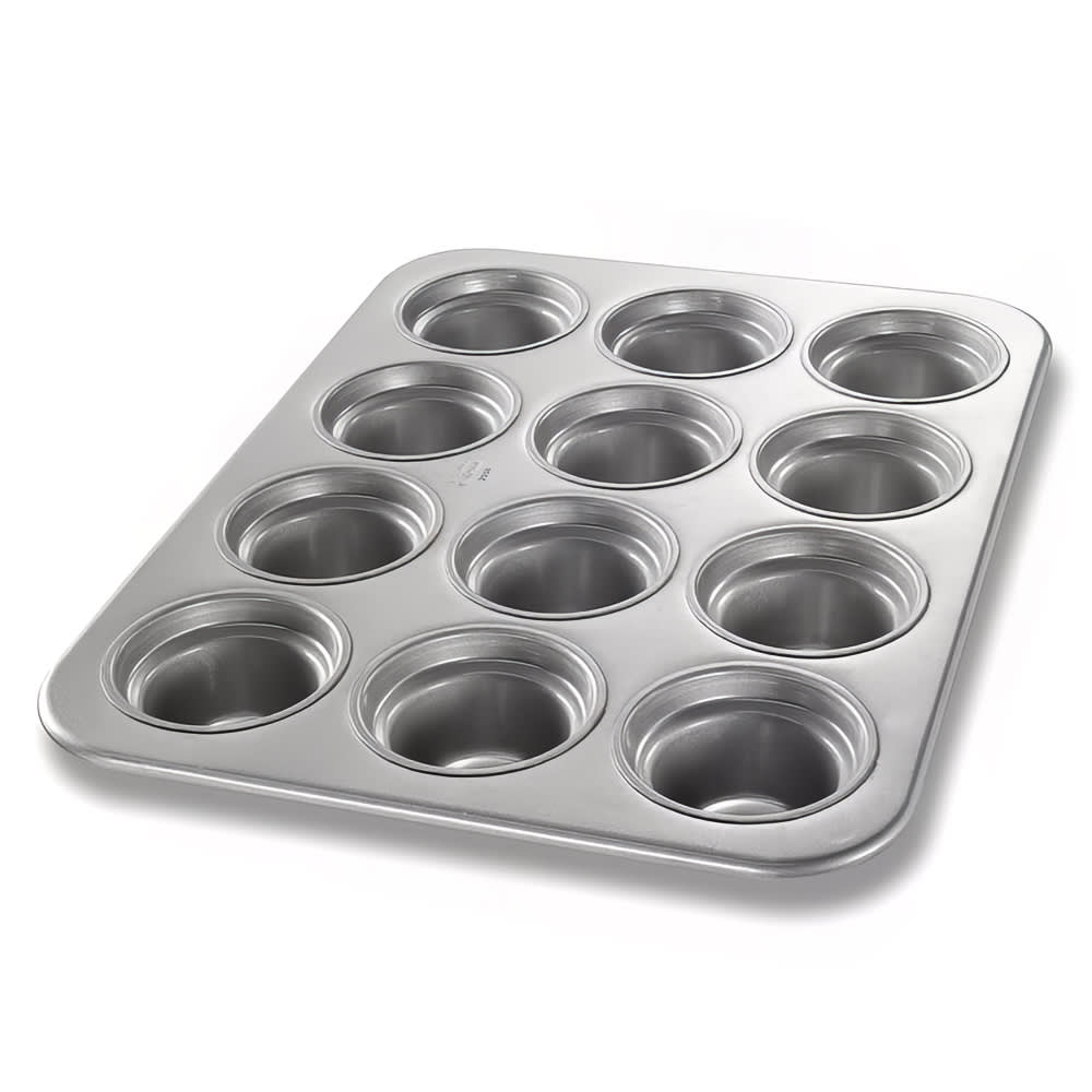 Chicago Metallic Large Crown Muffin Pan, Makes (12) 3 1/2" Muffins, AMERICOAT Glazed 26 ga Aluminized Steel (43555)