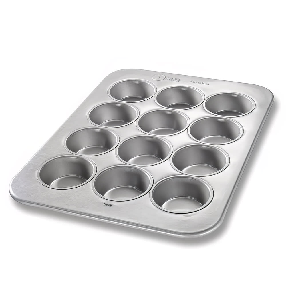 Chicago Metallic Large Muffin Pan, Makes (12) 3 1/4" Muffins, AMERICOAT Glazed 26 ga Aluminized Steel (43645)