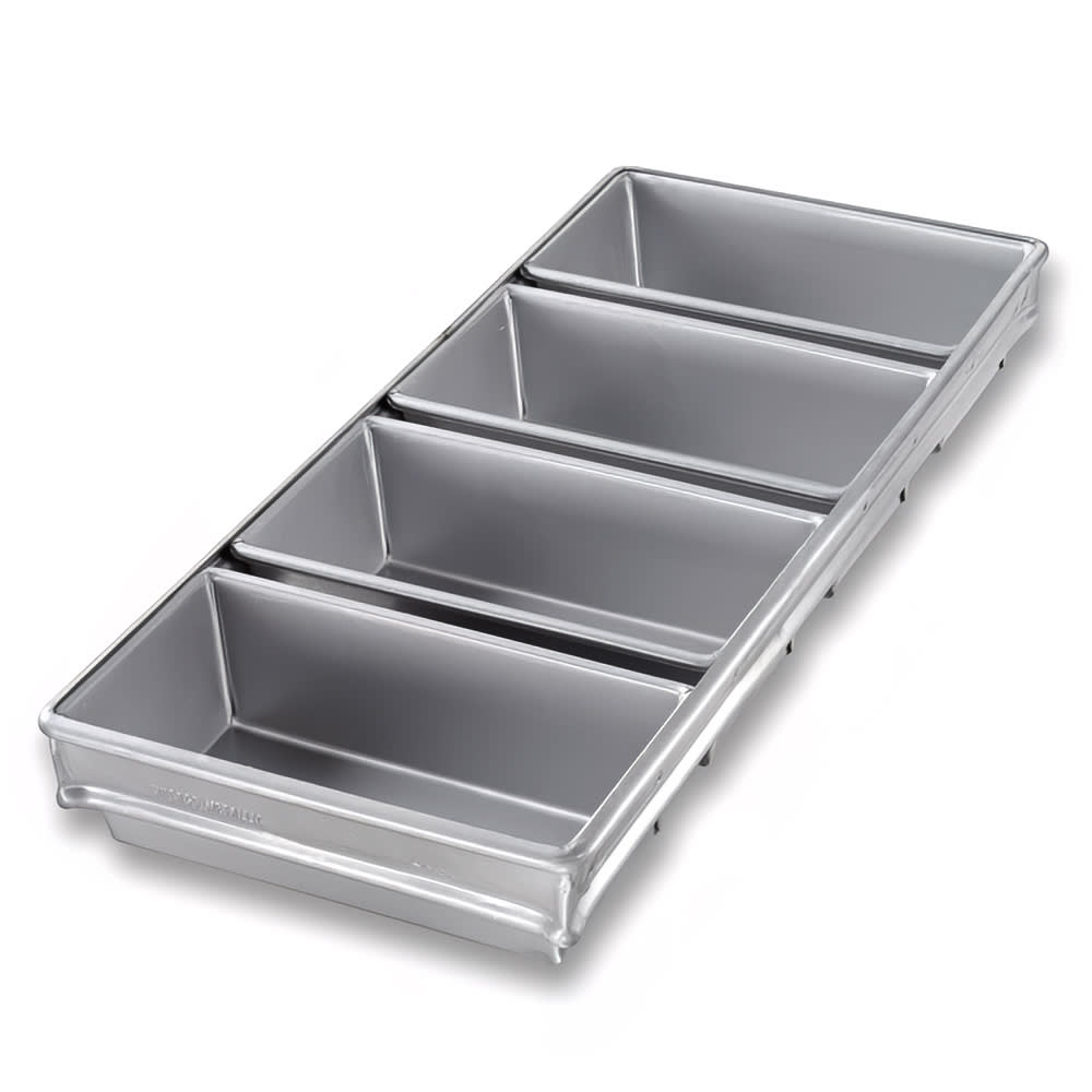 Chicago Metallic Bread Pan Set, Holds (4) 8" x 4" Pans, AMERICOAT Glazed 26 ga. Aluminized Steel (44065)