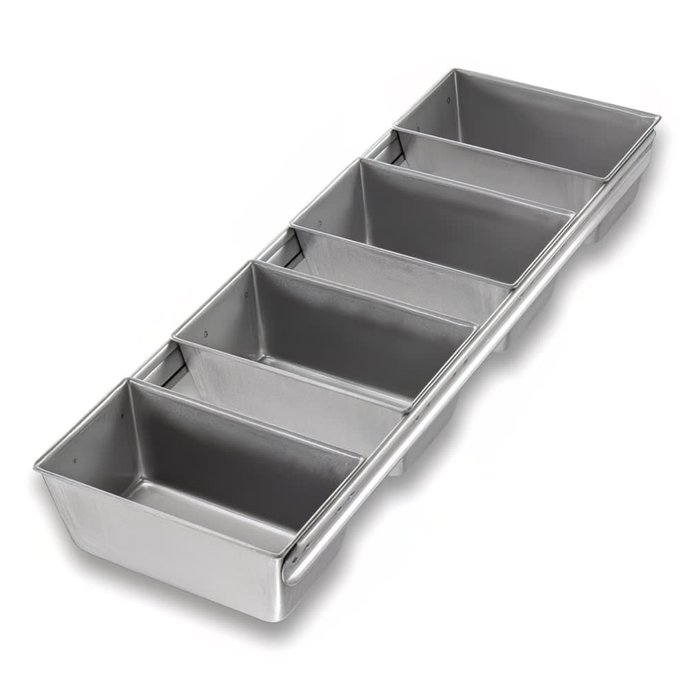 Chicago Metallic Bread Pan Set, Holds (4) 5 3/5" x 3 1/10" Pans, AMERICOAT Glazed 26 ga Aluminized Steel (44145)