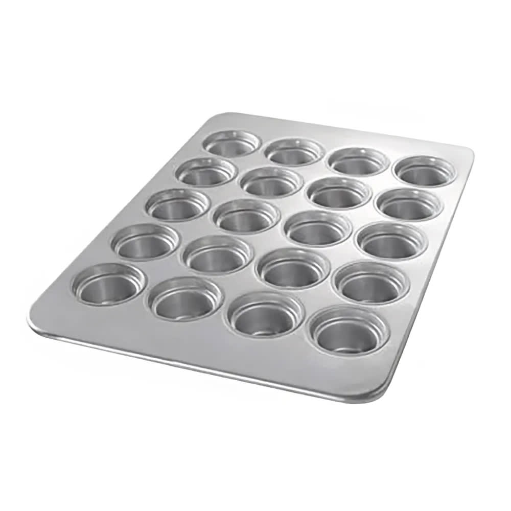 Chicago Metallic Large Crown Muffin Pan, Makes (20) 3 1/2" Muffins, AMERICOAT Glazed 26 ga Aluminized Steel (44555)