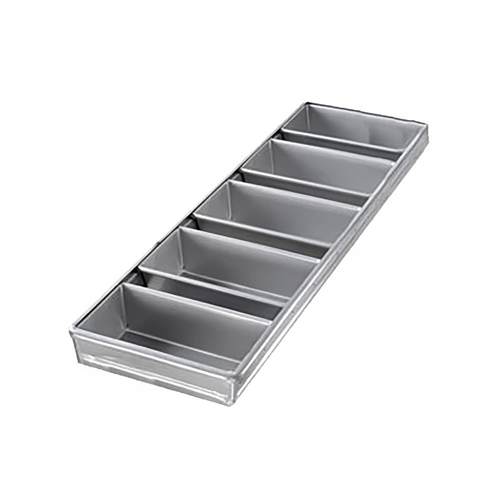 Chicago Metallic Bread Pan Set, Holds (5) 7 3/8" x 3 3/5" Pans, AMERICOAT Glazed 26 ga Aluminized Steel (44575)