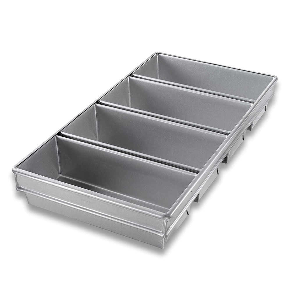 Chicago Metallic Bread Pan Set, Makes (4) 12" x 5" Loaves, AMERICOAT Glazed 26 ga. Aluminized Steel (44765)
