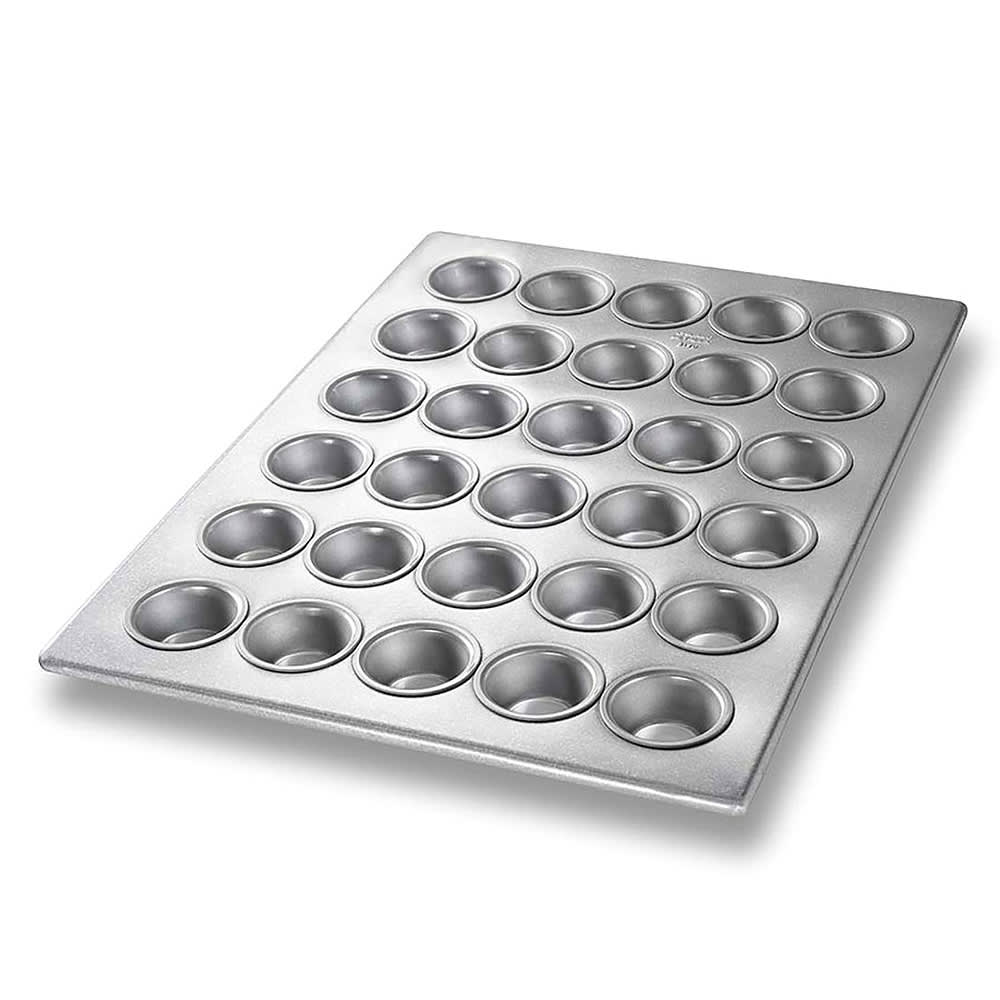 Chicago Metallic Mini Muffin Pan, Makes (30) 1 7/8" Muffins, AMERICOAT Glazed 22 ga Aluminized Steel (45195)