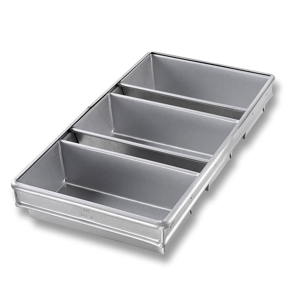 Chicago Metallic Bread Pan Set, Holds (3) 9" x 4 1/2" Pans, AMERICOAT Glazed 26 ga Aluminized Steel (45635)
