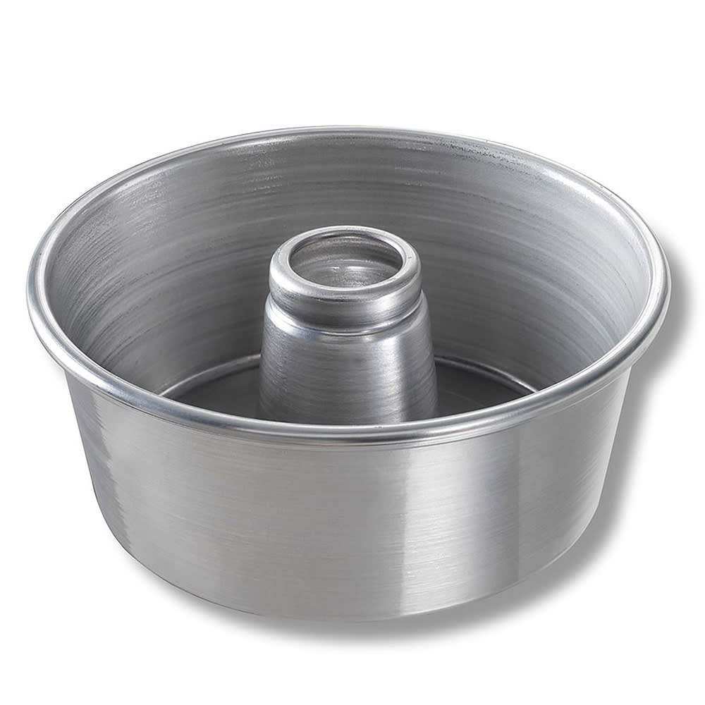 Chicago Metallic Angel Food/Tube Cake Pan, 9 1/2" dia, 4" Deep, Noncoated 15 ga Aluminum (46550)