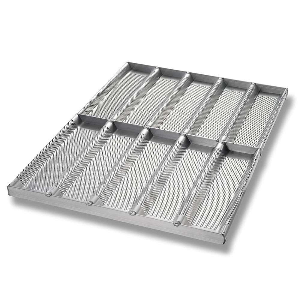 Chicago Metallic Sub Sandwich Roll Pan, Makes (10) 12 1/2" x 3" Full Rolls, AMERICOAT Glazed 16 ga Aluminum (49015)