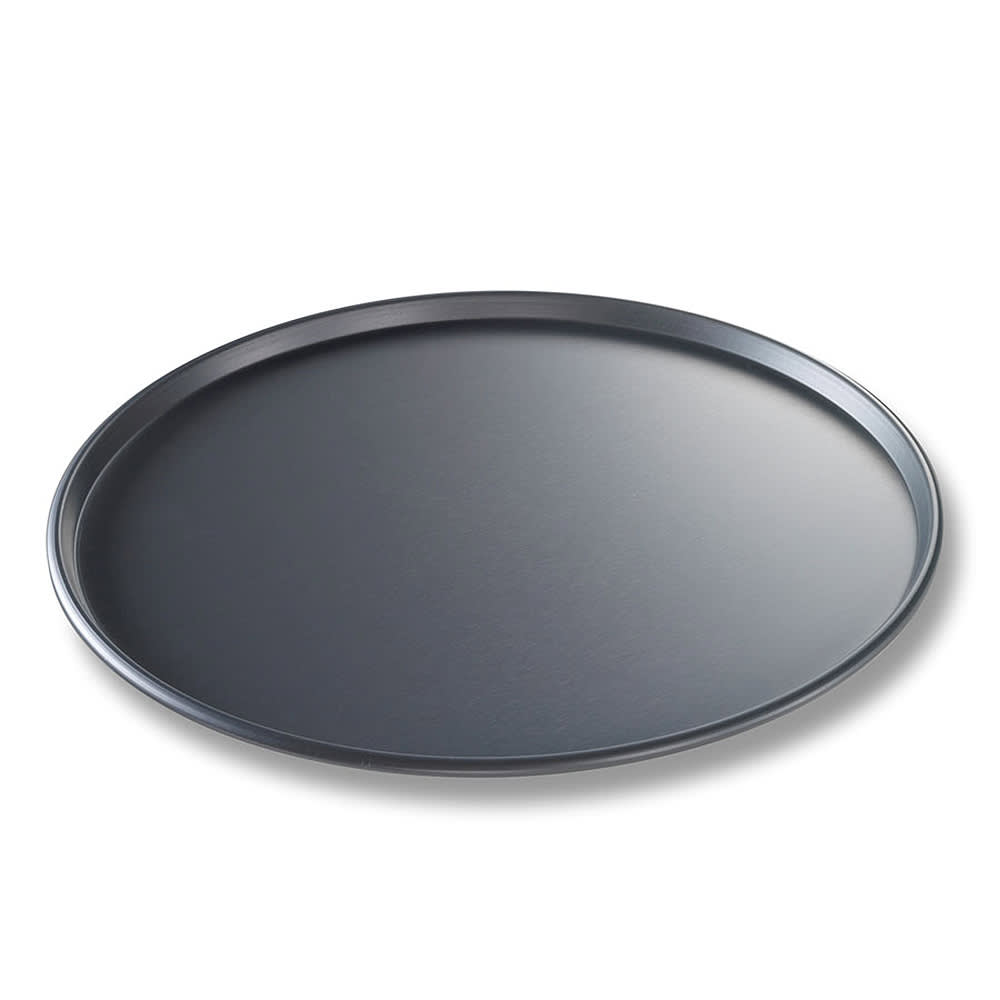 Chicago Metallic 14" Thin Crust Pizza Pan, BAKALON, 3/8" Deep, Noncoated 14 ga Anodized Aluminum (49140)